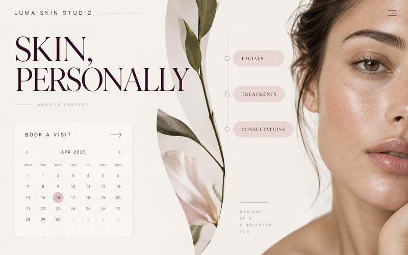 Luma Skin Studio beauty appointment website design
