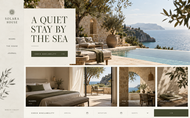 Solara House boutique hotel booking website design
